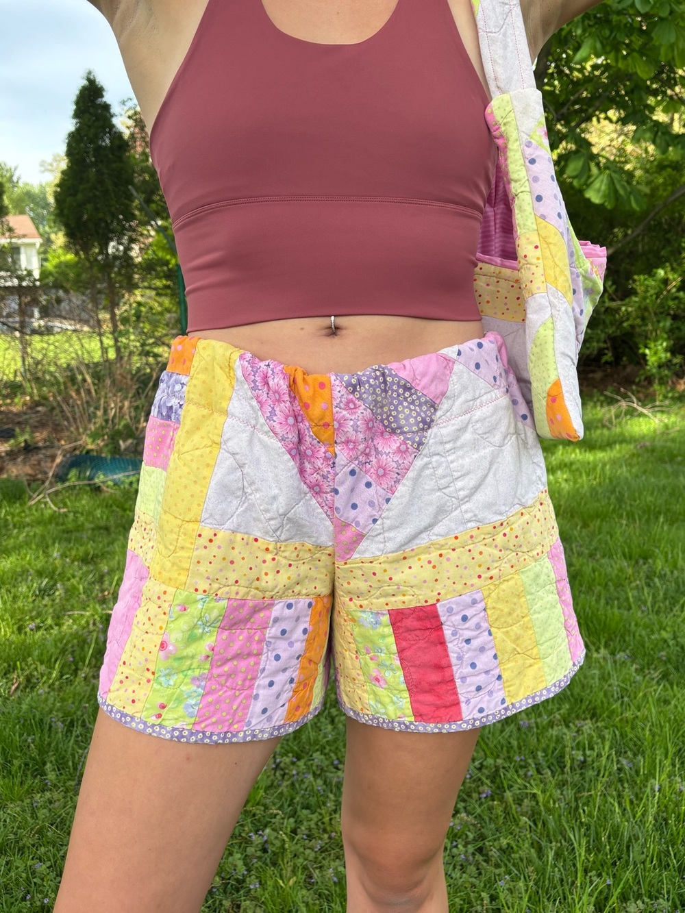 Quilted Patchwork Women’s Shorts in Pastel Multi